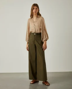 Calças culotte com cintura ajustável