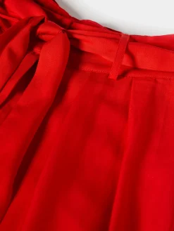 Calças culotte com pregas e cinto