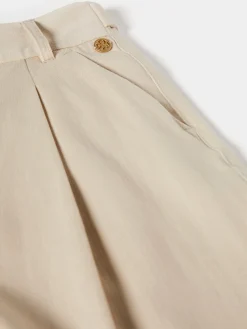 Calças de fit largo com pregas