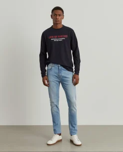 Calças de ganga slim fit de cinco bolsos