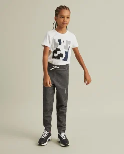 Calças de malha com cordão