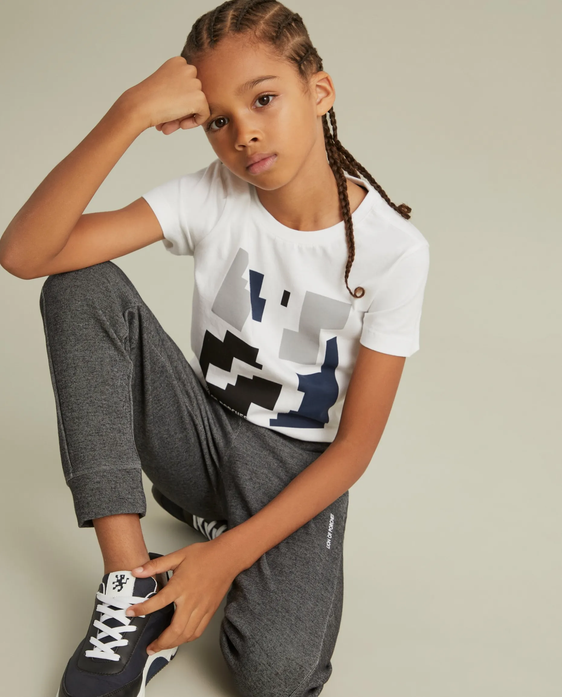 Calças de malha com cordão