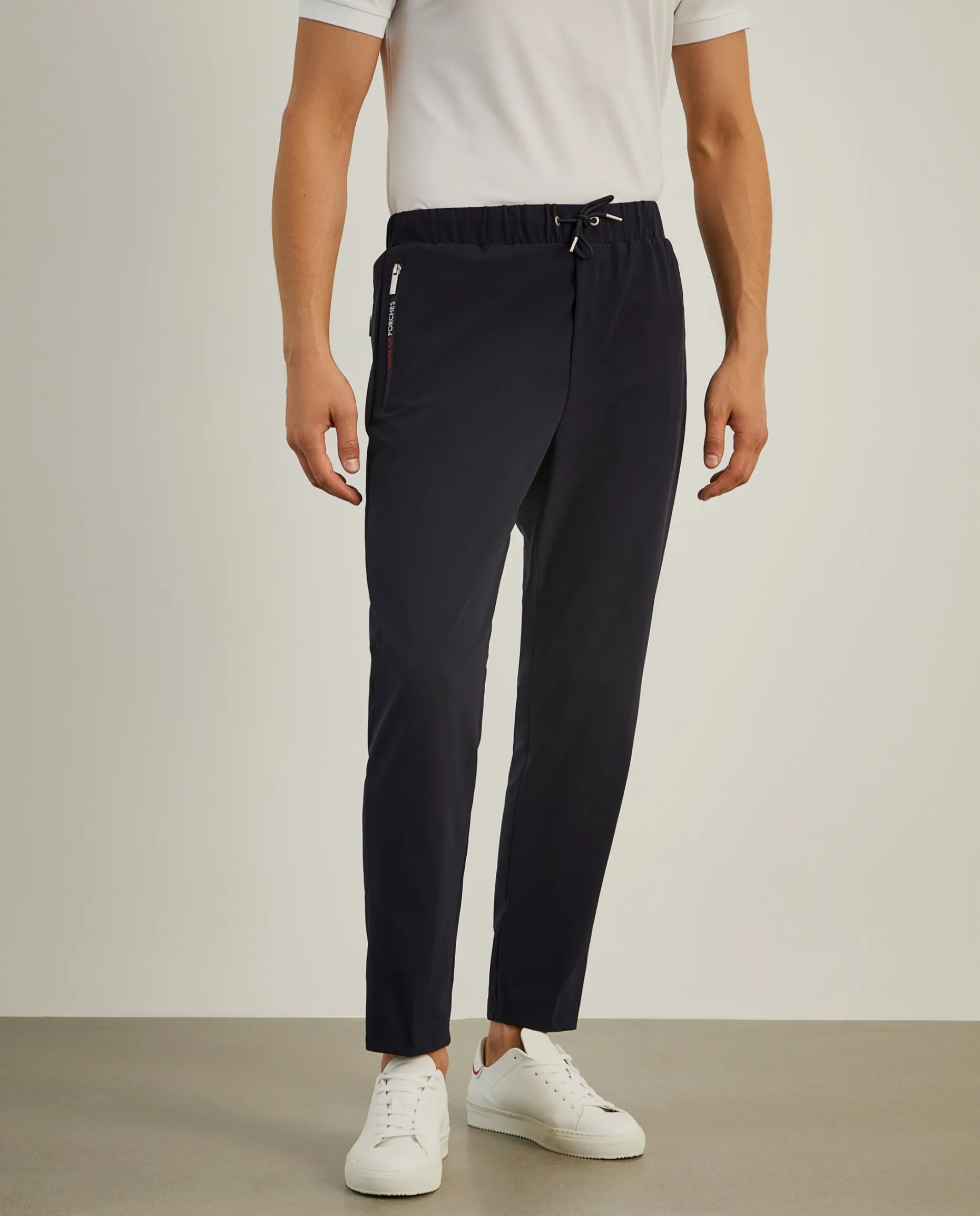 Calças de malha com cordão