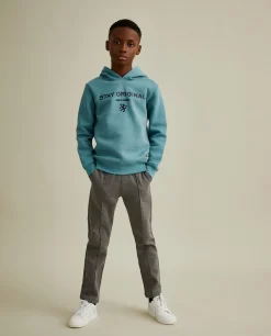 Calças de malha com nervuras e cordão