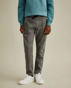 Calças de malha com nervuras e cordão