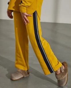 Calças de malha com riscas laterais