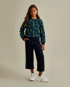 Calças de malha com riscas laterais