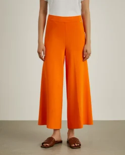 Calças de malha de perna larga