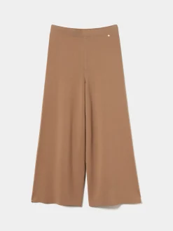 Calças de malha perna larga