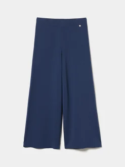 Calças de malha perna larga