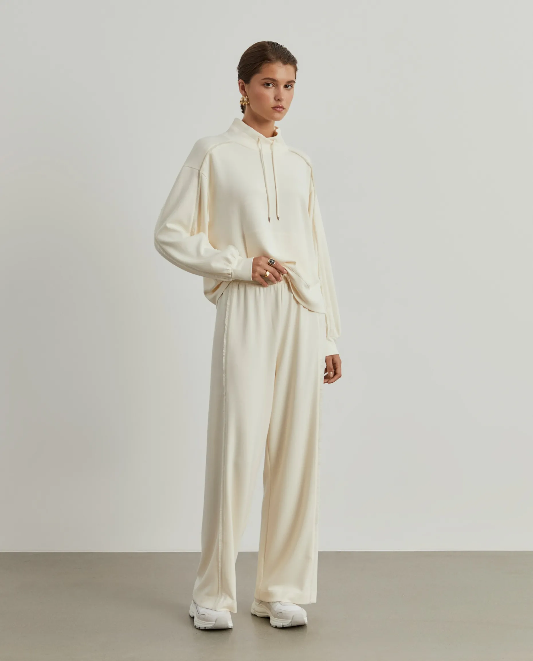 Calças de malha wide leg