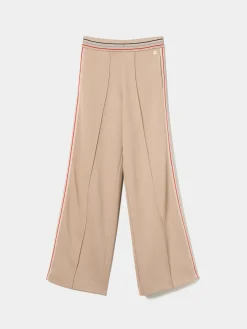 Calças de malha wide leg com riscas