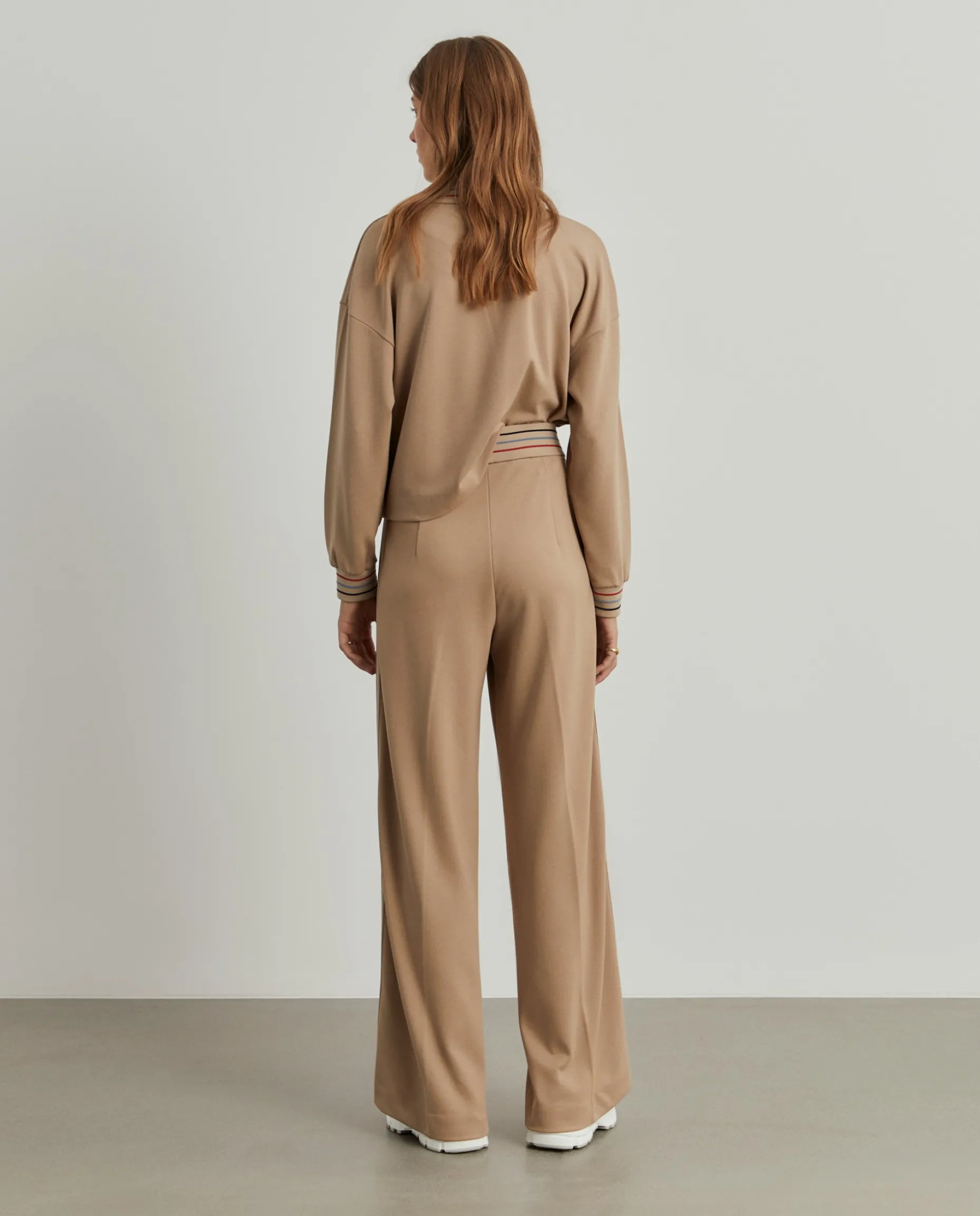 Calças de malha wide leg com riscas