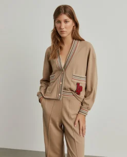 Calças de malha wide leg com riscas