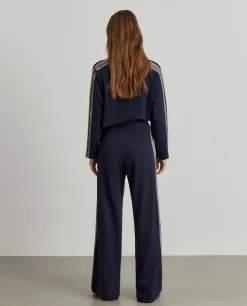 Calças de malha wide leg com riscas