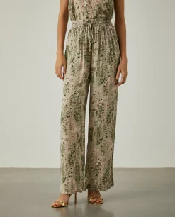 Calças de perna larga com padrão abstrato