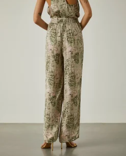 Calças de perna larga com padrão abstrato