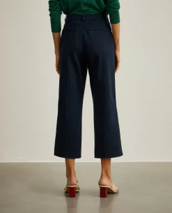 Calças de perna larga curtas de algodão