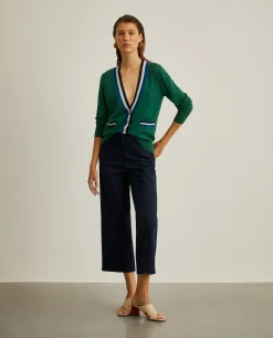 Calças de perna larga curtas de algodão