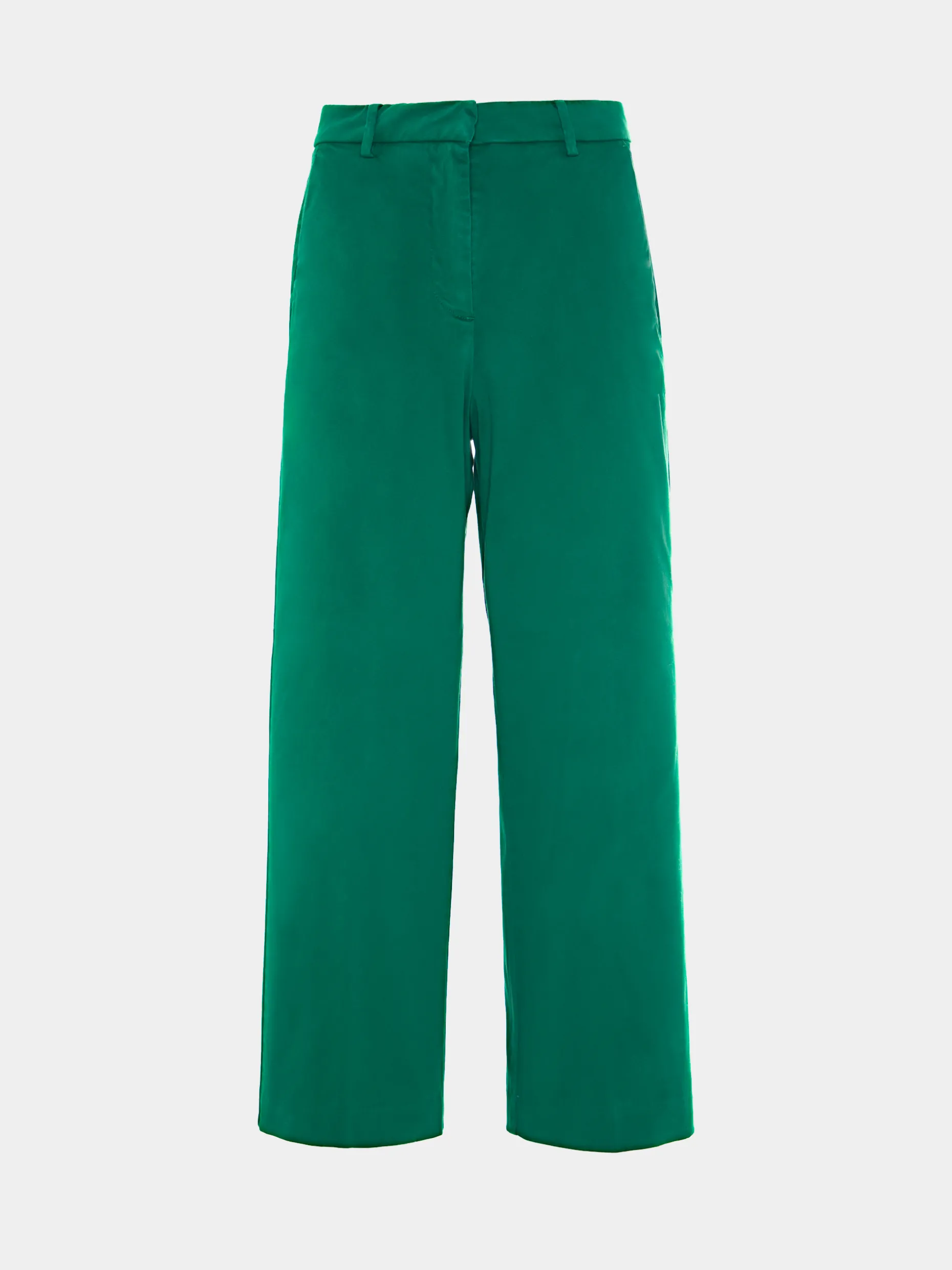 Calças de perna larga curtas em algodão