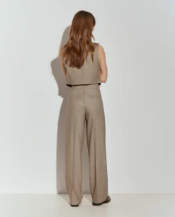 Calças de pregas pied de poule