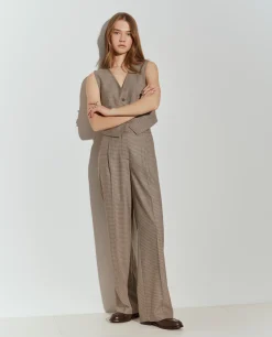 Calças de pregas pied de poule