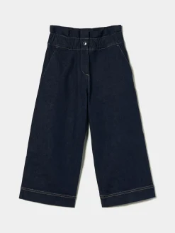 Calças denim com folho