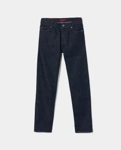 Calças denim lavagem escura