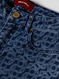 Calças denim regular fit com monograma