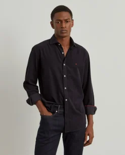 Calças denim regular fit lavagem escura