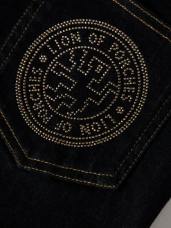 Calças denim regular fit lavagem escura