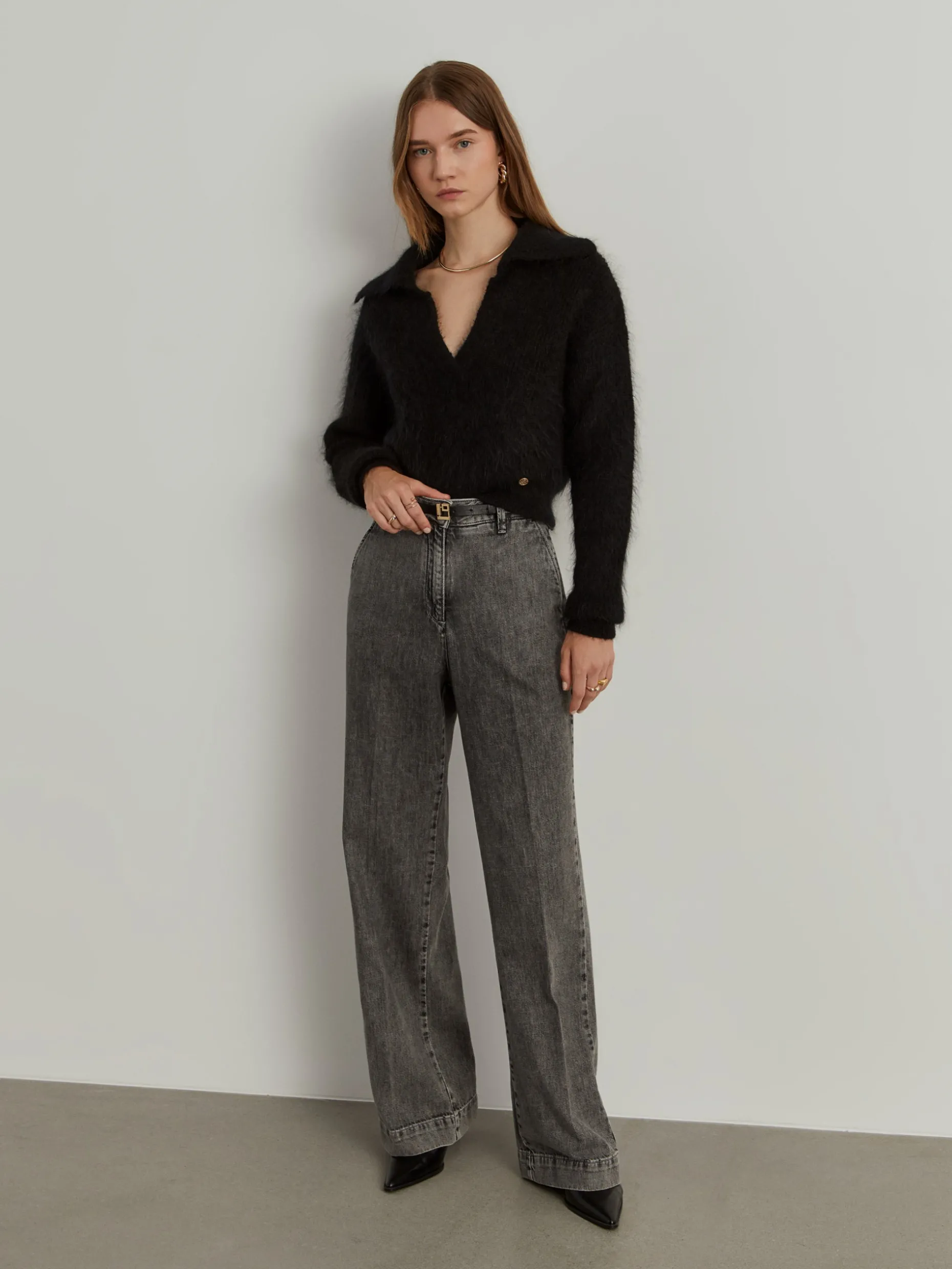 Calças denim wide leg