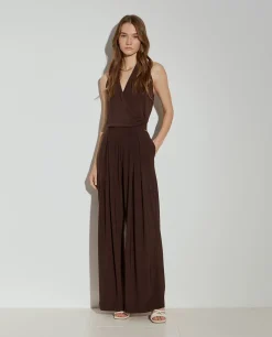 Calças fluidas wide leg