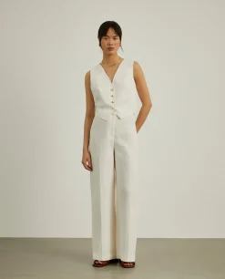 Calças pantalona 100% linho