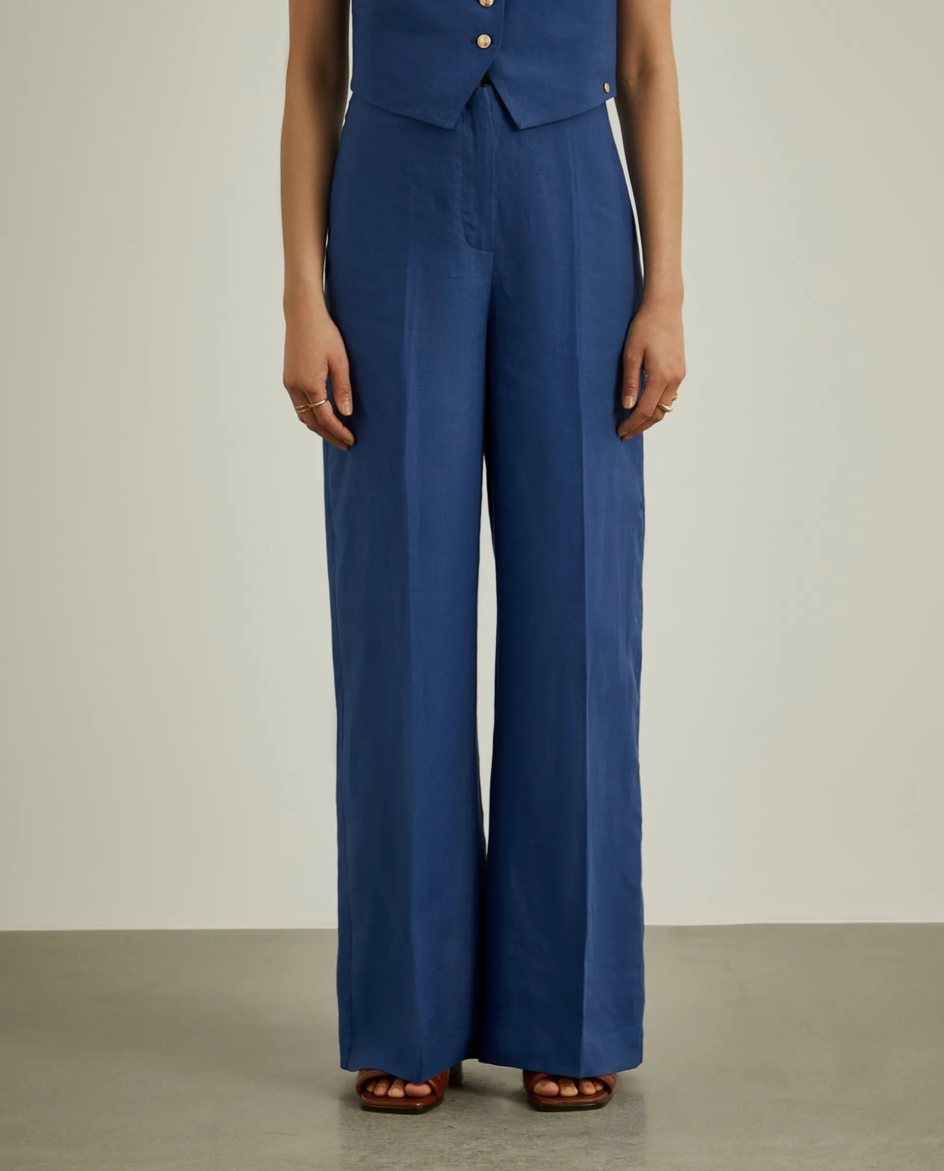 Calças pantalona 100% linho