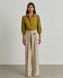 Calças pantalona com cinto