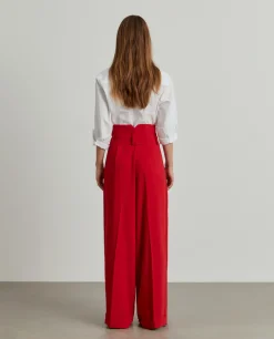 Calças pantalona com cinto