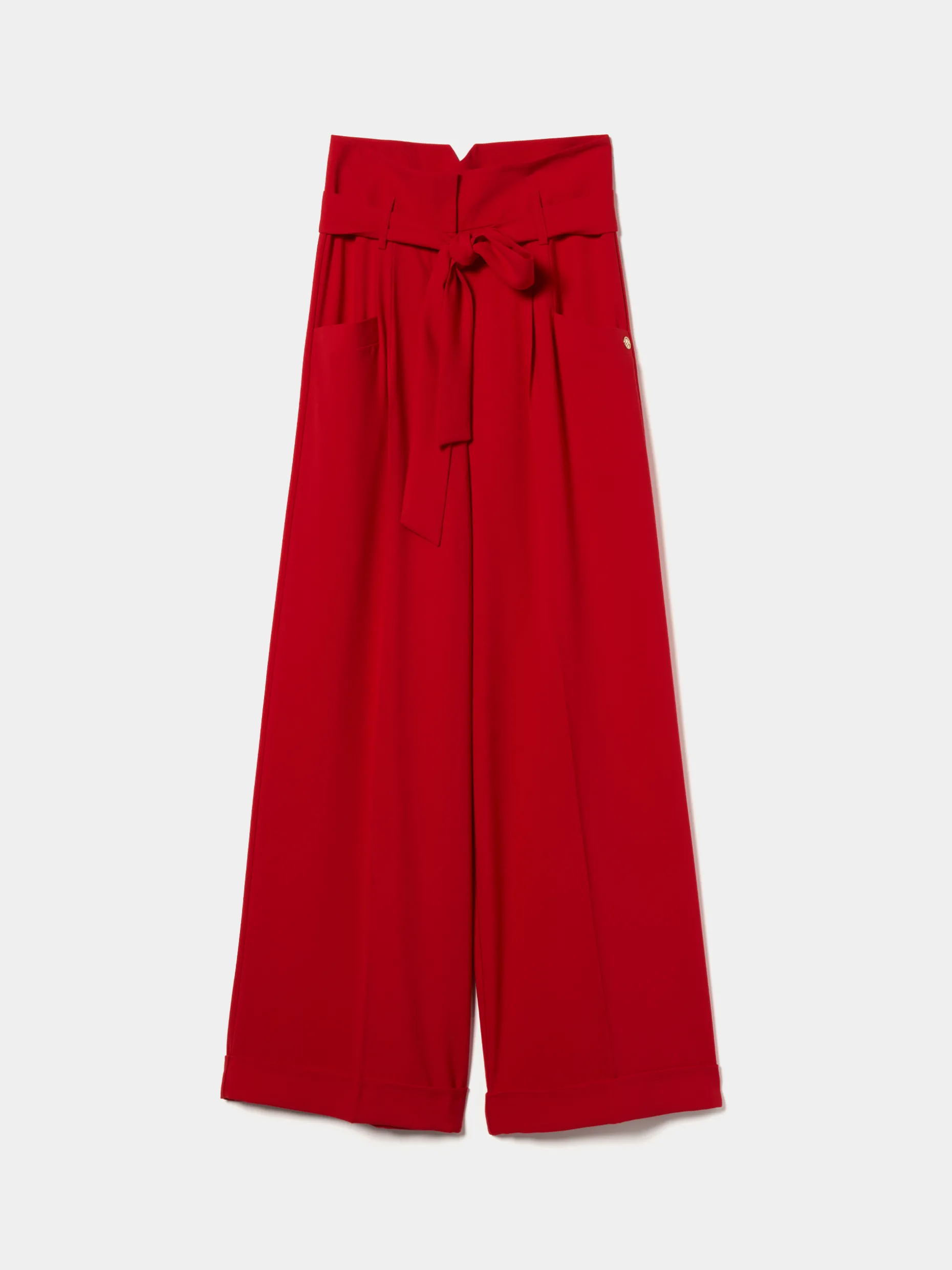 Calças pantalona com cinto