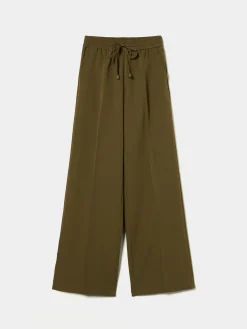 Calças pantalona com elástico na cintura