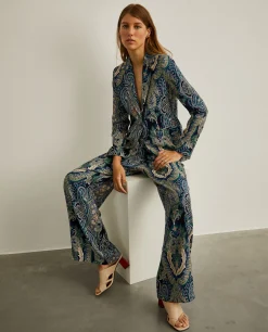 Calças pantalona com estampado cornucópia