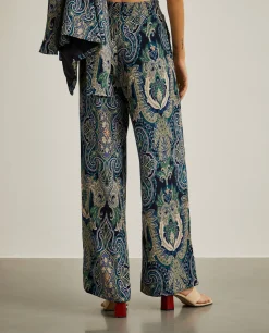 Calças pantalona com estampado cornucópia