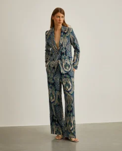 Calças pantalona com estampado cornucópia