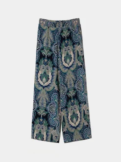 Calças pantalona com estampado cornucópia