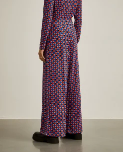 Calças pantalona de malha com padrão