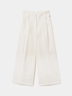 Calças pantalona em algodão e liocel