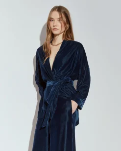 Calças pantalona em veludo