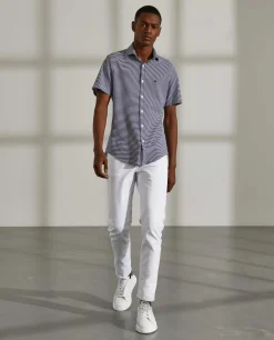 Calças para homem de sarja slim fit com bolsos