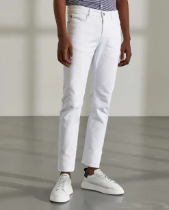 Calças para homem de sarja slim fit com bolsos