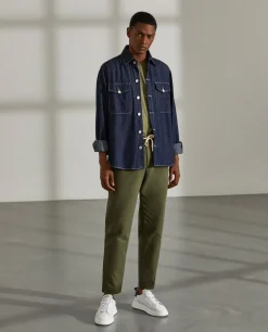 Calças para homem regular fit com cordão e cintura elástica