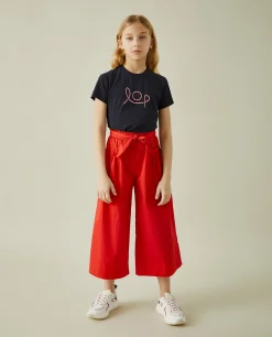 Calças perna larga com cinto